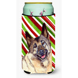 Norwegian Elkhound Candy Cane Holiday Christmas Tall Boy Beverage Insulator Beverage Insulator Hugger