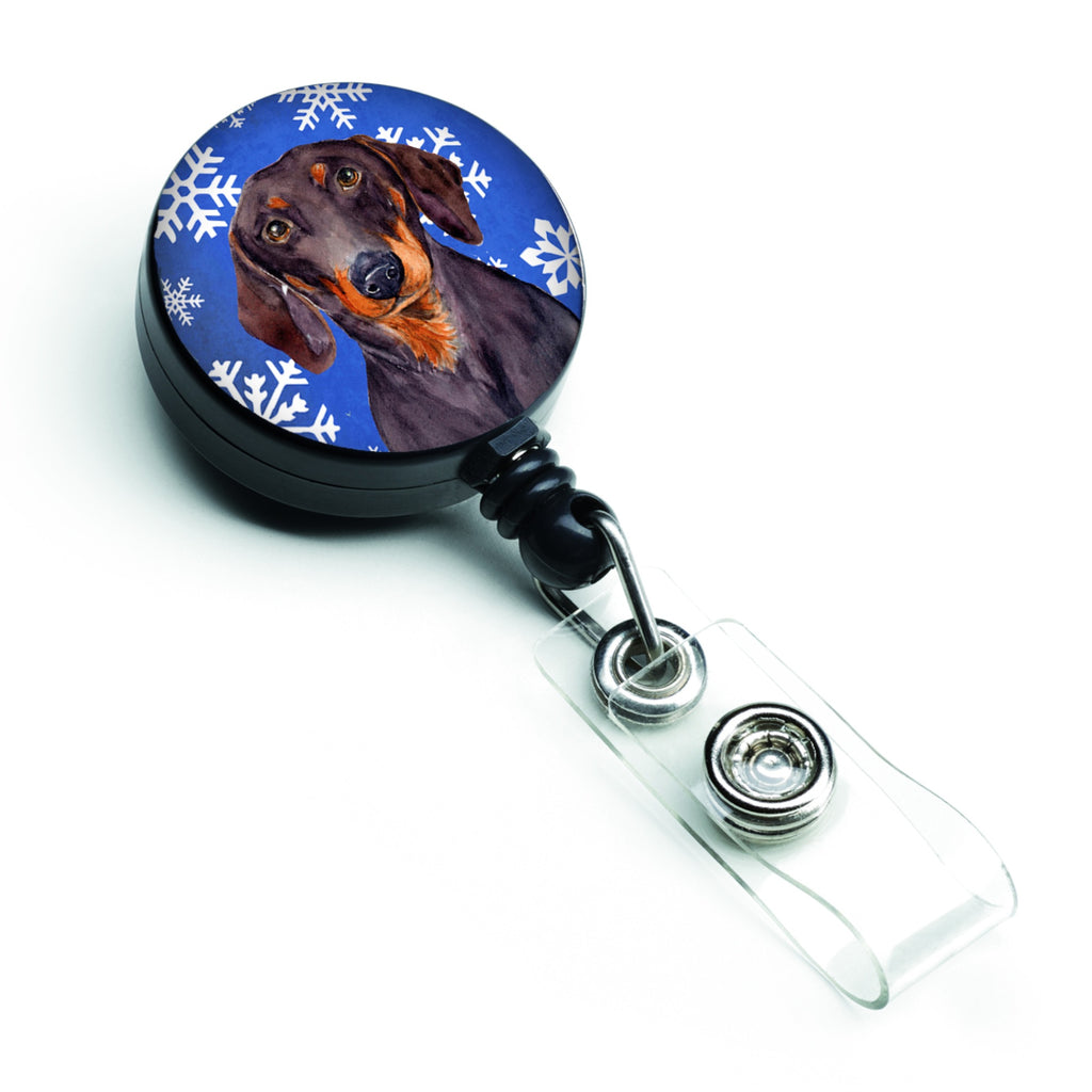 Caroline'S Treasures Dachshund Winter Snowflakes Holiday Retractable Badge Reel, Multicolor (Lh9268Br)