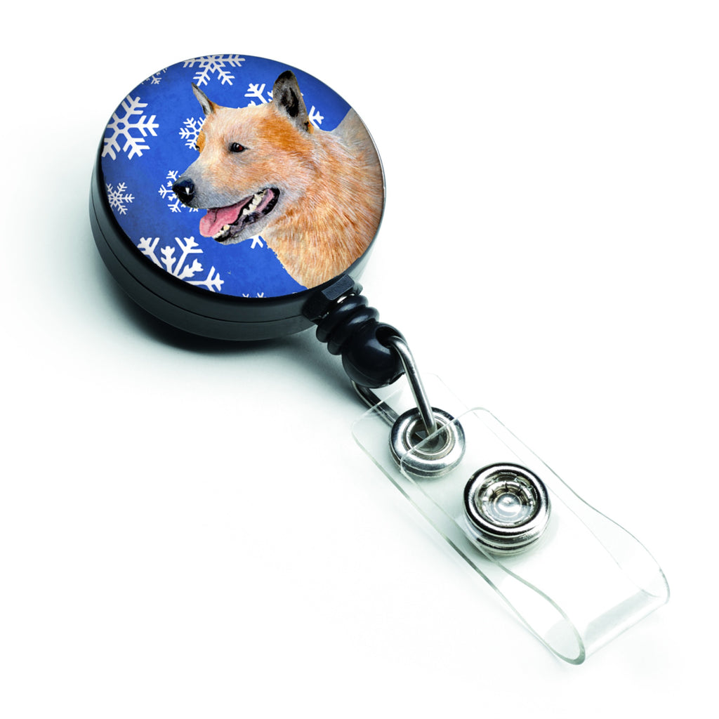 Caroline'S Treasures Australian Cattle Dog Winter Snowflakes Retractable Badge Reel, Multicolor (Lh9272Br)