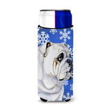 Bulldog English Winter Snowflakes Holiday Ultra Beverage Insulators For Slim Cans Lh9274Muk