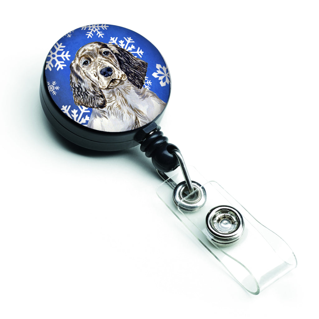 Caroline'S Treasures English Setter Winter Snowflakes Holiday Retractable Badge Reel, Multicolor (Lh9277Br)