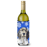 English Setter Winter Snowflakes Holiday Wine Bottle Beverage Insulator Beverage Insulator Hugger
