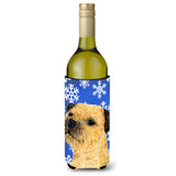 Border Terrier Winter Snowflakes Holiday Wine Bottle Beverage Insulator Beverage Insulator Hugger