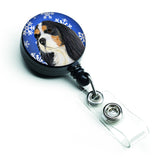 Caroline'S Treasures Cavalier Spaniel Winter Snowflakes Holiday Retractable Badge Reel, Multicolor (Lh9279Br)