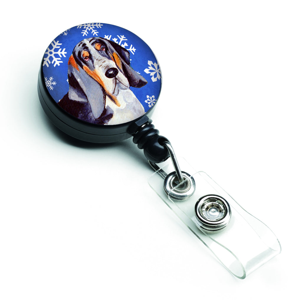 Caroline'S Treasures Basset Hound Winter Snowflakes Holiday Retractable Badge Reel, Multicolor (Lh9282Br)