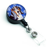 Caroline'S Treasures Basset Hound Winter Snowflakes Holiday Retractable Badge Reel, Multicolor (Lh9282Br)