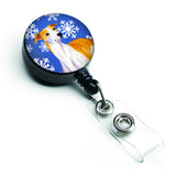 Caroline'S Treasures Whippet Winter Snowflakes Holiday Retractable Badge Reel, Multicolor (Lh9283Br)