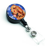 Caroline'S Treasures Bloodhound Winter Snowflakes Holiday Retractable Badge Reel, Multicolor (Lh9286Br)