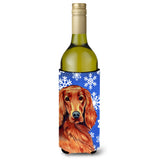 Irish Setter Winter Snowflakes Holiday Wine Bottle Beverage Insulator Beverage Insulator Hugger