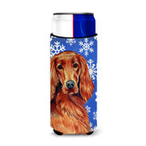 Irish Setter Winter Snowflakes Holiday Ultra Beverage Insulators For Slim Cans Lh9299Muk