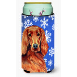 Irish Setter Winter Snowflakes Holiday Tall Boy Beverage Insulator Beverage Insulator Hugger