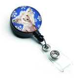 Caroline'S Treasures Chinese Crested Winter Snowflakes Holiday Retractable Badge Reel, Multicolor (Lh9302Br)