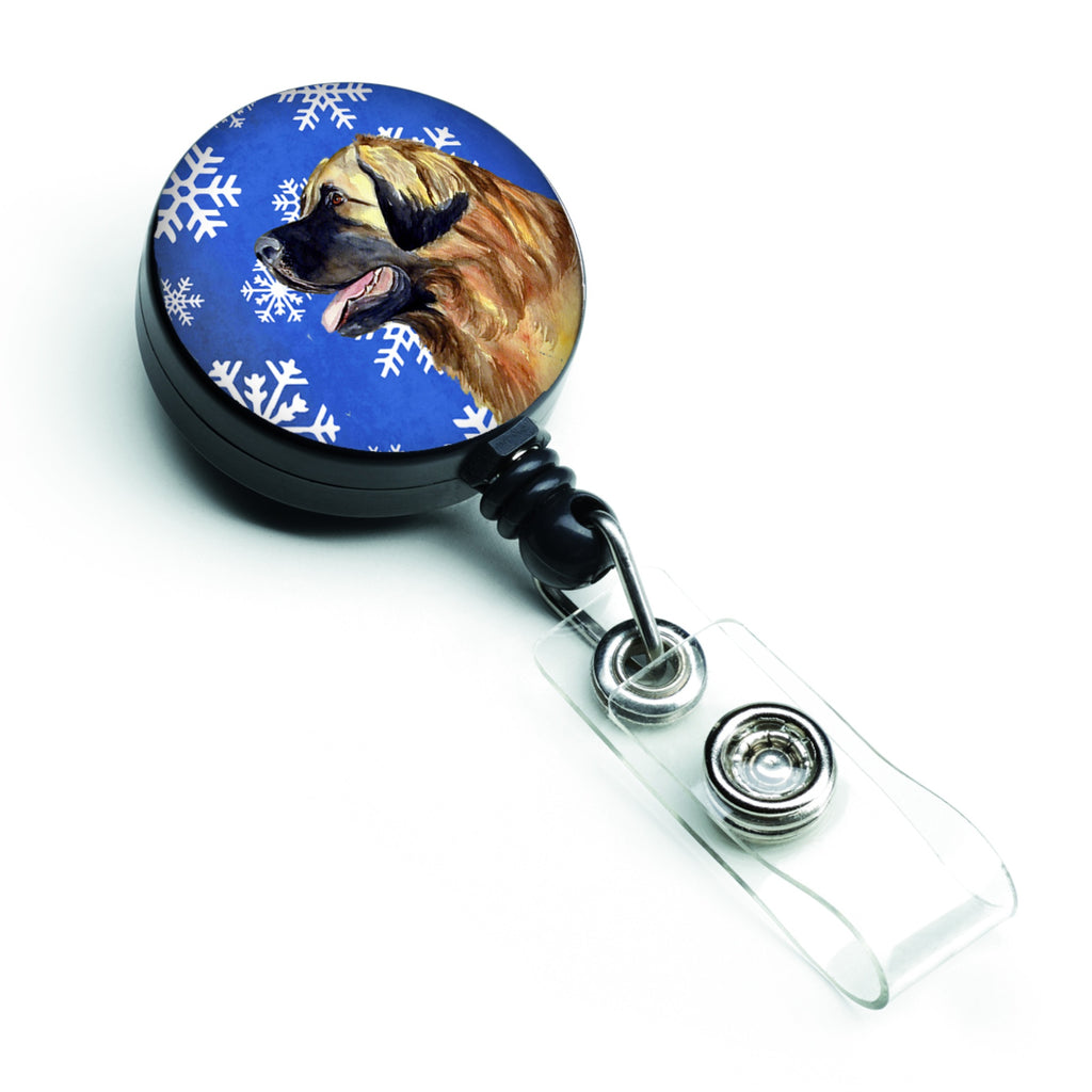 Caroline'S Treasures Leonberger Winter Snowflakes Holiday Retractable Badge Reel, Multicolor (Lh9303Br)