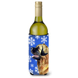 Leonberger Winter Snowflakes Holiday Wine Bottle Beverage Insulator Beverage Insulator Hugger