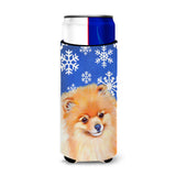 Pomeranian Winter Snowflakes Holiday Ultra Beverage Insulators For Slim Cans Lh9305Muk