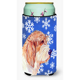 Petit Basset Griffon Vendeen Winter Snowflakes Holiday Tall Boy Beverage Insulator Beverage Insulator Hugger