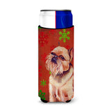 Brussels Griffon Red And Green Snowflakes Holiday Christmas Ultra Beverage Insulators For Slim Cans Lh9314Muk