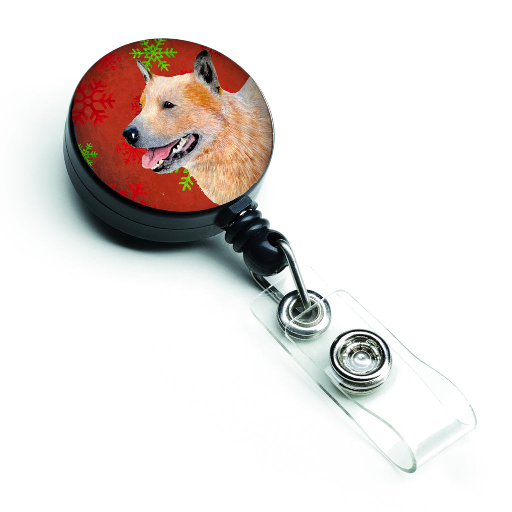 Caroline'S Treasures Australian Cattle Dog Red Green Snowflake Christmas Badge Reel, Multicolor (Lh9317Br)