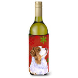 Australian Shepherd Red Green Snowflakes Christmas Wine Bottle Beverage Insulator Beverage Insulator Hugger