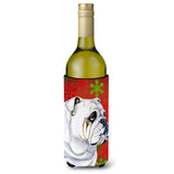 Bulldog English Snowflakes Holiday Christmas Wine Bottle Beverage Insulator Beverage Insulator Hugger