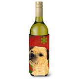 Border Terrier Snowflakes Holiday Christmas Wine Bottle Beverage Insulator Beverage Insulator Hugger