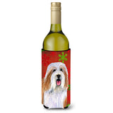 Bearded Collie Snowflakes Holiday Christmas Wine Bottle Beverage Insulator Beverage Insulator Hugger