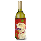 Labrador Red And Green Snowflakes Holiday Christmas Wine Bottle Beverage Insulator Beverage Insulator Hugger