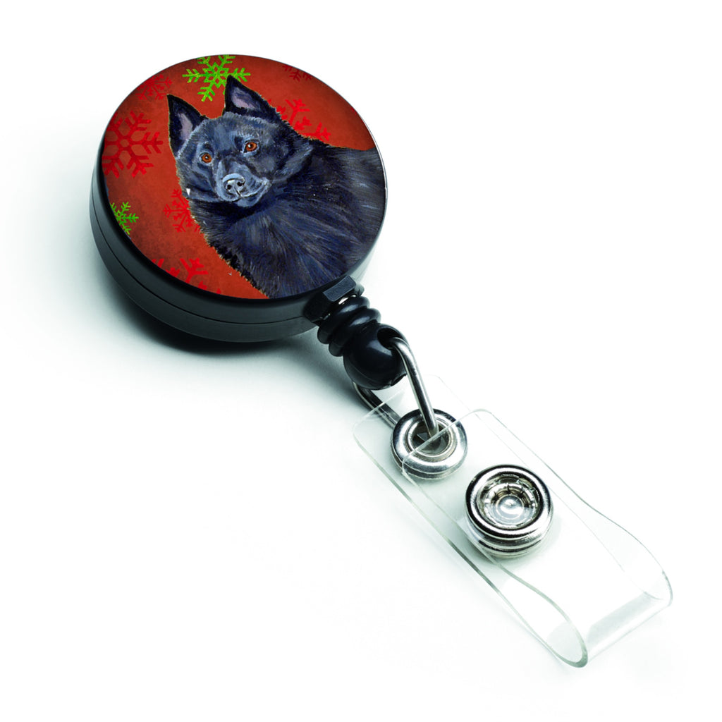 Caroline'S Treasures Schipperke Red & Green Snowflakes Christmas Retractable Badge Reel, Multicolor (Lh9339Br)