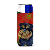 Brussels Griffon Red And Green Snowflakes Holiday Christmas Ultra Beverage Insulators For Slim Cans Lh9343Muk