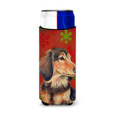 Dachshund Red And Green Snowflakes Holiday Christmas Ultra Beverage Insulators For Slim Cans Lh9346Muk