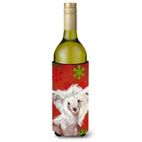 Chinese Crested Snowflakes Holiday Christmas Wine Bottle Beverage Insulator Beverage Insulator Hugger