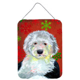 Caroline'S Treasures Old English Sheepdog Red Snowflakes Christmas Wall Or Door Hanging Prints, 16 X 12, Multicolor