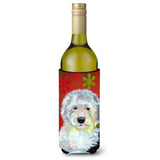Old English Sheepdog Snowflakes Holiday Christmas Wine Bottle Beverage Insulator Beverage Insulator Hugger