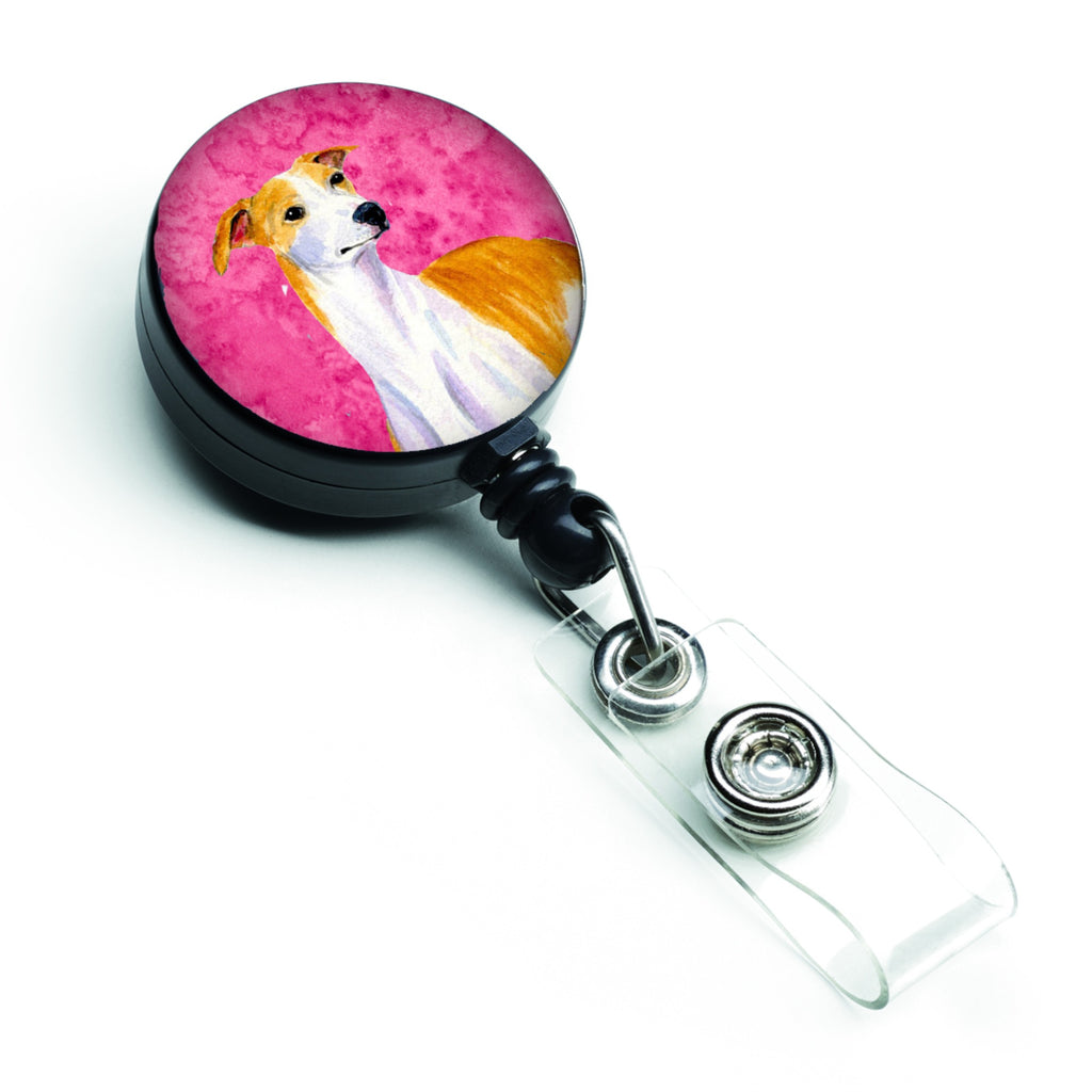 Caroline'S Treasures Pink Whippet Retractable Badge Reel, Multicolor (Lh9373Pkbr)