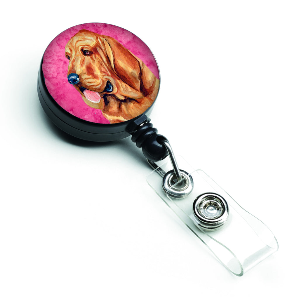 Caroline'S Treasures Pink Bloodhound Retractable Badge Reel, Multicolor (Lh9376Pkbr)