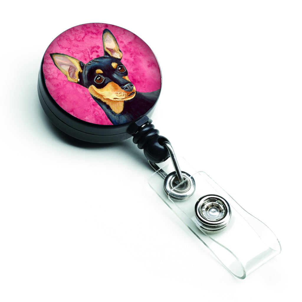 Caroline'S Treasures Pink Min Pin Retractable Badge Reel, Multicolor (Lh9380Pkbr)