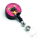 Caroline'S Treasures Pink Min Pin Retractable Badge Reel, Multicolor (Lh9380Pkbr)