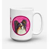 Caroline'S Treasures Lh9390Pk-Cm15 Papillion Microwavable Ceramic Coffee Mug, 15 Oz, Multicolor