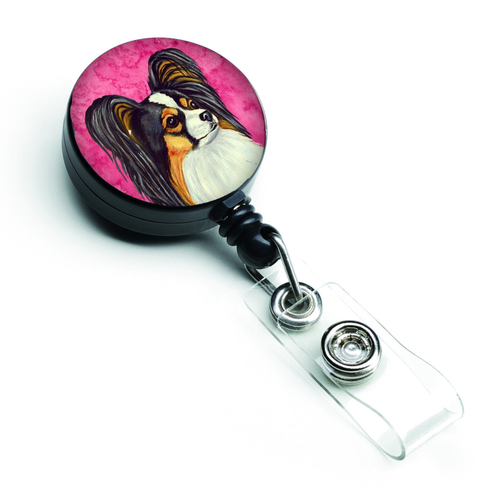 Caroline'S Treasures Pink Papillon Retractable Badge Reel, Multicolor (Lh9390Pkbr)