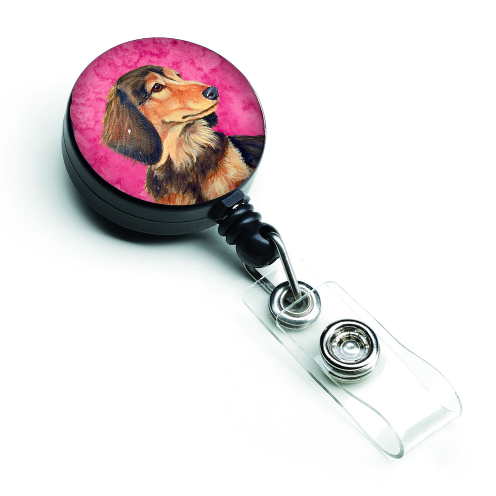 Caroline'S Treasures Pink Dachshund Retractable Badge Reel, Multicolor (Lh9391Pkbr)