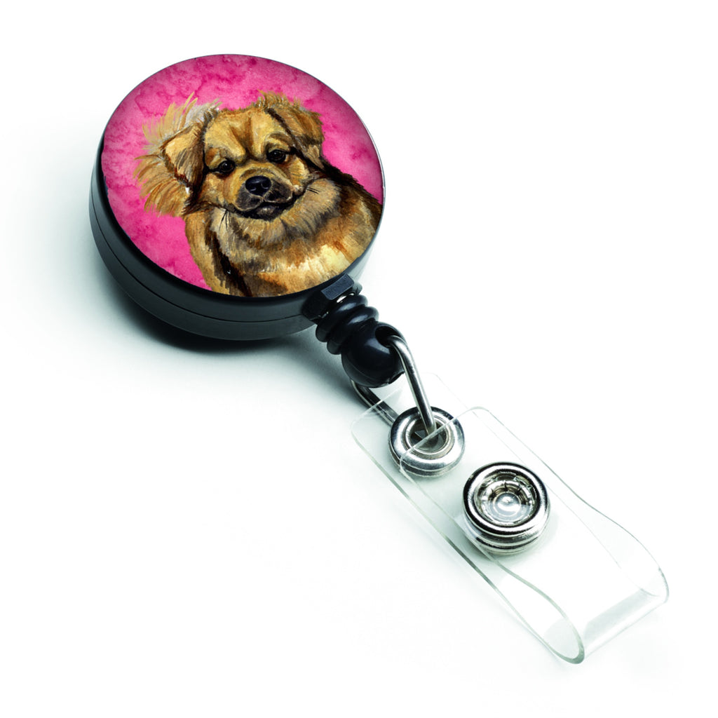 Caroline'S Treasures Pink Tibetan Spaniel Retractable Badge Reel, Multicolor (Lh9394Pkbr)