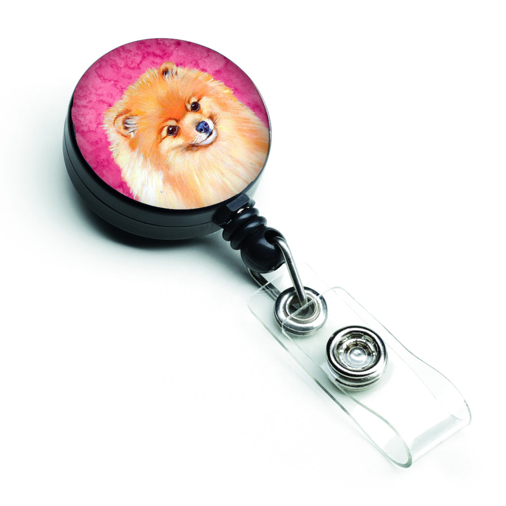 Caroline'S Treasures Pink Pomeranian Retractable Badge Reel, Multicolor (Lh9395Pkbr)