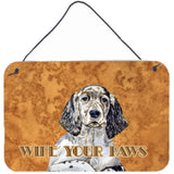 Caroline'S Treasures English Setter Wipe Your Paws Aluminum Metal Wall Or Door Hanging Prints, 8 X 12