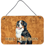 Caroline'S Treasures Bernese Mountain Dog Wipe Your Paws Aluminum Metal Wall Or Door Hanging Prints, 8 X 12