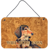 Caroline'S Treasures Longhair Chocolate Dachshund Wipe Your Paws Wall Or Door Hanging Prints, 8 X 12