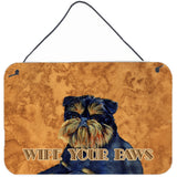Caroline'S Treasures Brussels Griffon Wipe Your Paws Aluminum Metal Wall Or Door Hanging Prints, 8 X 12