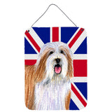 Caroline'S Treasures Lh9482Ds1216 Bearded Collie With English Union Jack British Flag Wall Or Door Hanging Prints, 16 X 12