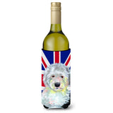 Old English Sheepdog With English Union Jack British Flag Wine Bottle Beverage Insulator Hugger Lh9497Literk