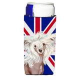 Chinese Crested With English Union Jack British Flag Ultra Beverage Insulators For Slim Cans Lh9501Muk