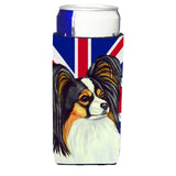 Papillon With English Union Jack British Flag Ultra Beverage Insulators For Slim Cans Lh9503Muk